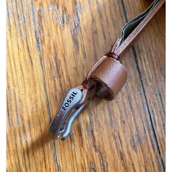 FOSSIL Brown Leather Scallop Cut Out Belt Womens sz L - Picture 6 of 10